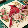 Christmas DIY Special Shape Diamond Painting Pearl Art With Inner Frame Kit 25x25cm(Red Sparrow)
