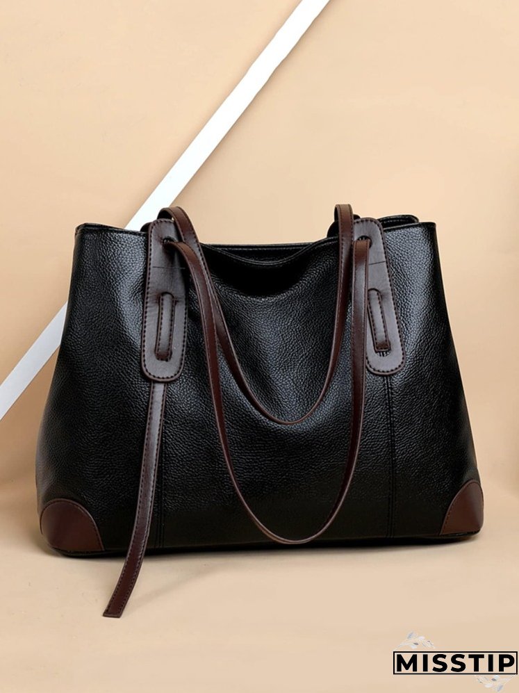 Litchi Embossed Shoulder Tote Bag