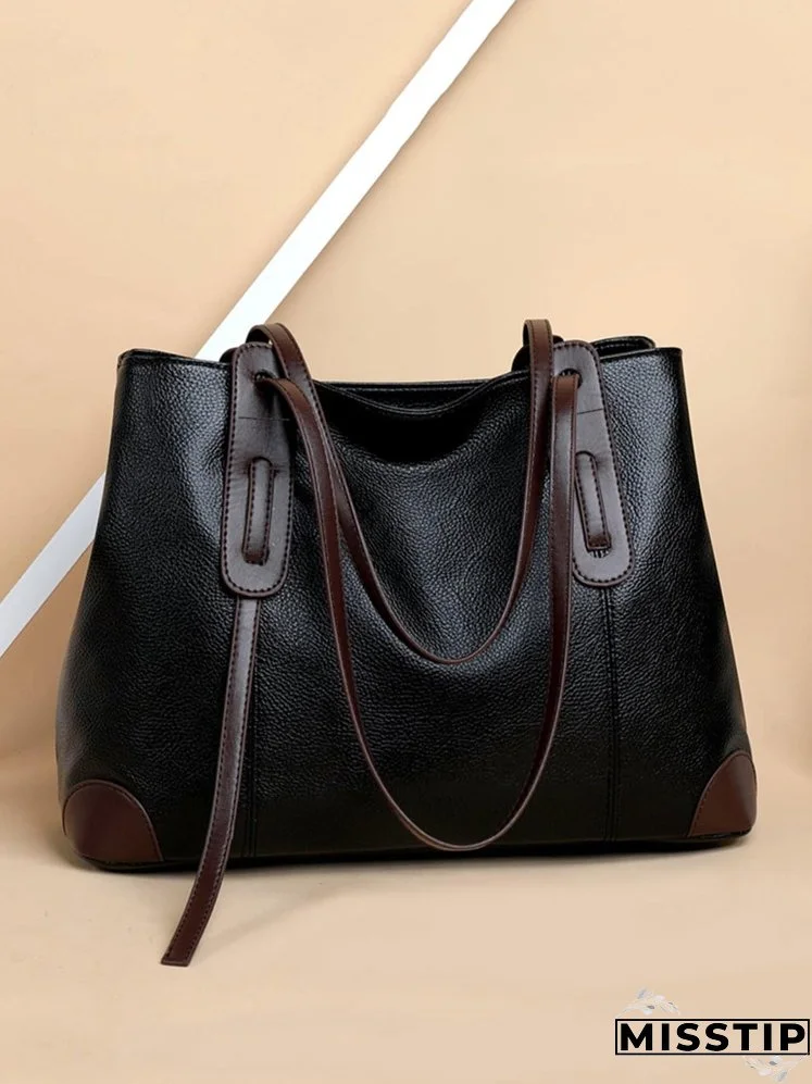 Litchi Embossed Shoulder Tote Bag