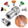 Garden Hose to Pressures Washer Adapter Leak-Proof 3/4 GHT to 1/4 Quick Connect Convert Stainless Steel Water Hose to Power Washer Connector for Car Wash Outdoor