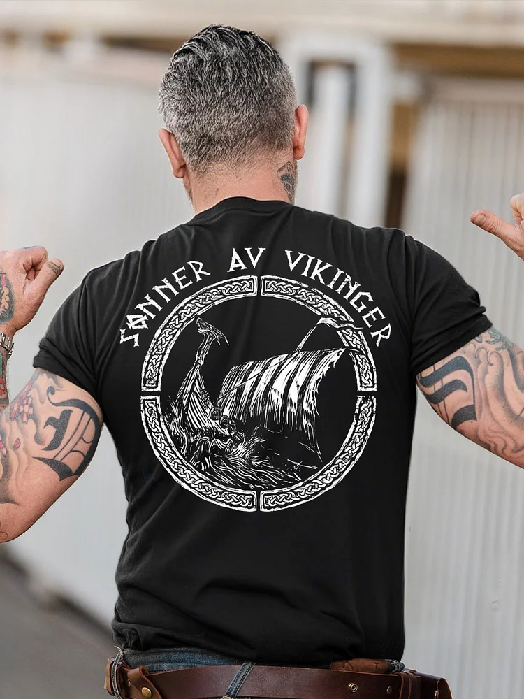 Männer Söhne der Wikinger Norwegen bedrucktes T-Shirt