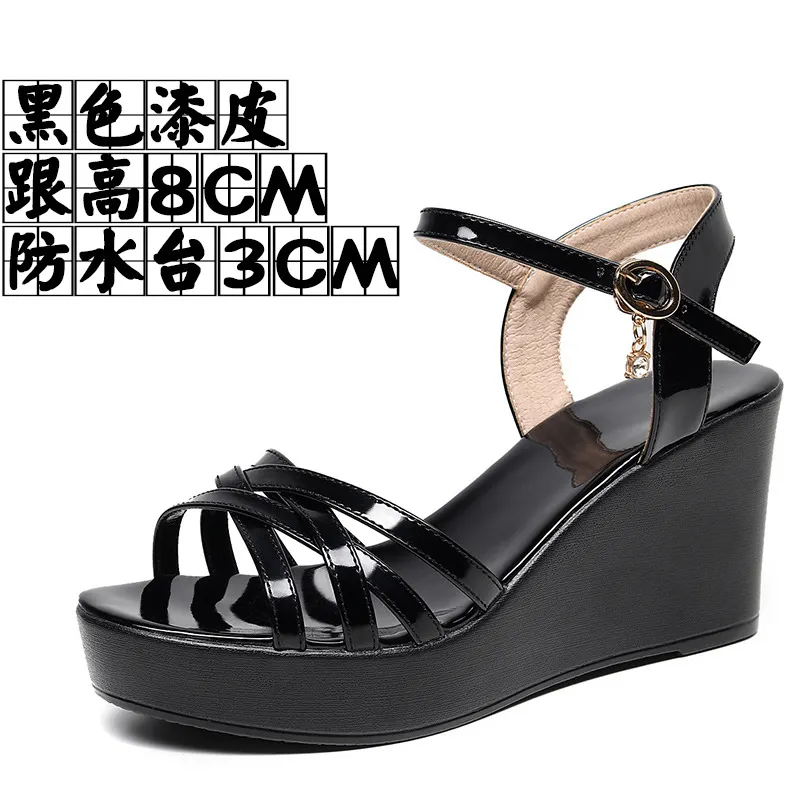 Breakj Breakj Super High Slope And 12Cm Fashion Cross With Small Size Women's Shoes One-Word Thick-Bottomed Waterproof Toe Women's Sandals