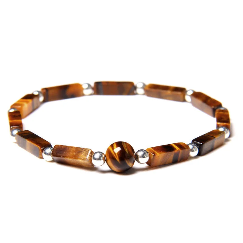 Natural Crystal Amethyst Tiger Eye Spiritual Balance Bracelet