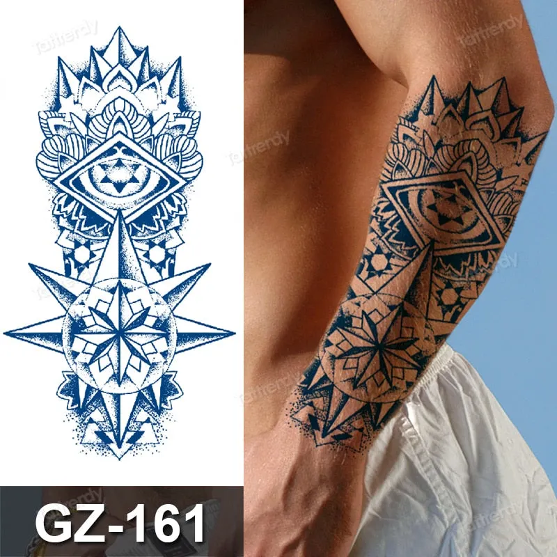 waterproof temporary tattoos men sleeve armband tattoo letter wings flowers long lasting juice ink tattoo sticker fake body art