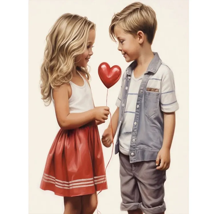 Valentine'S Day Kids 30*40CM (Canvas) Full Round Drill Diamond Painting gbfke