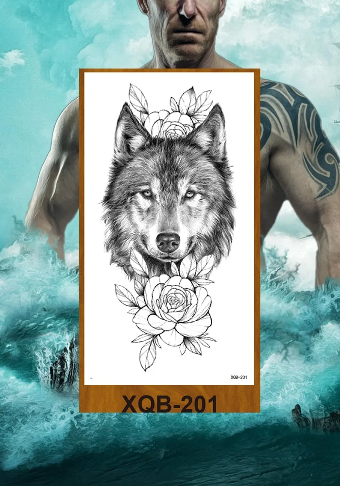Waterproof Temporary Tattoo Sticker Hipster Tattoo Man Woman Tattoo Body Tattoo Art Tatuajes Big Tiger Lion Wolf Rose Arm Tatto