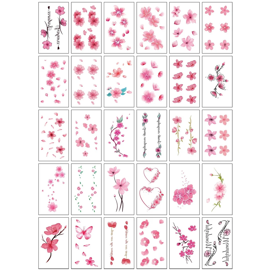 3D personality children young men and women fashion flowers simple text love arm neck wrist waterproof temporary tattoo stickers