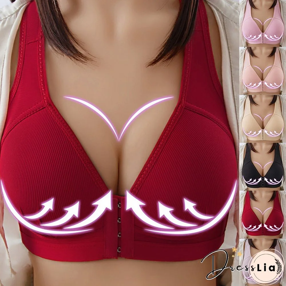 Sexy Plus Size Front Closure Sports Bra Push Up Fitness Underwear Shockproof BreathableGym Fitness Running Yoga Sports Top