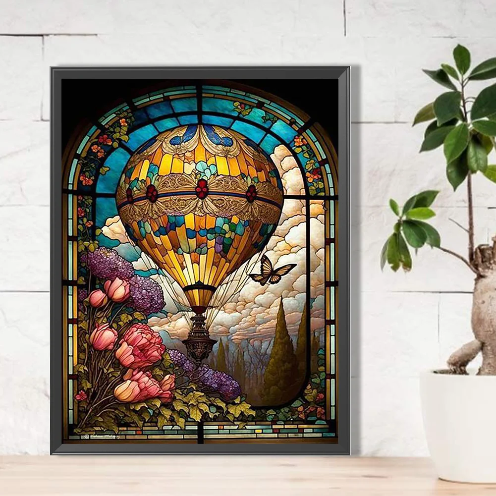 Diamond Painting - Full Round Drill - Stained Glass Hot Air Balloon(40*50cm)