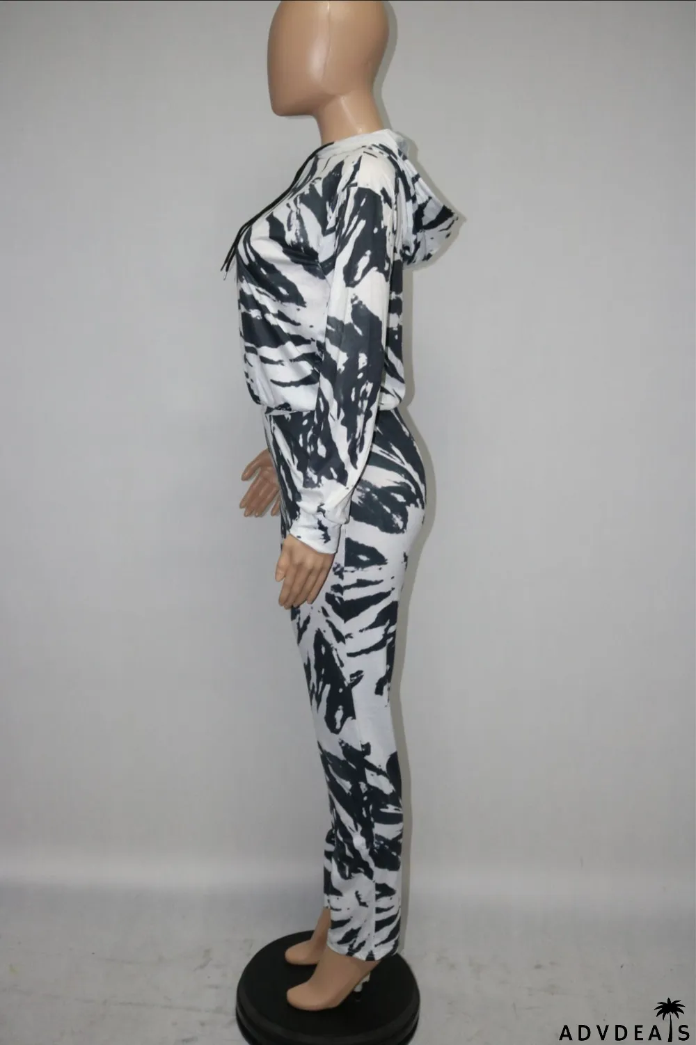 Casual Printed Hoodie Top And Pants 2 Piece Sets