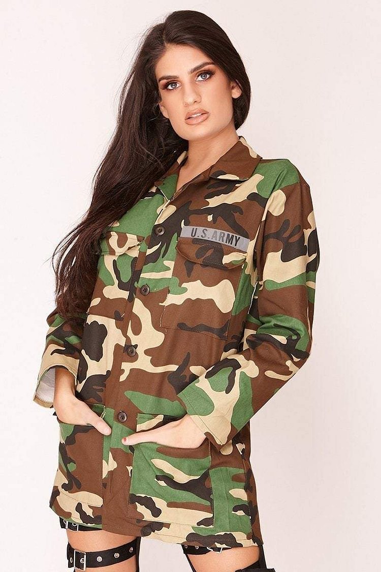 Green Camouflage Military Jacket Katch Me
