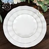 10 Pack | 6" White Hard Plastic Dessert Plates with Gold Ruffled Rim, Heavy Duty Disposable Salad Appetizer Dinnerware