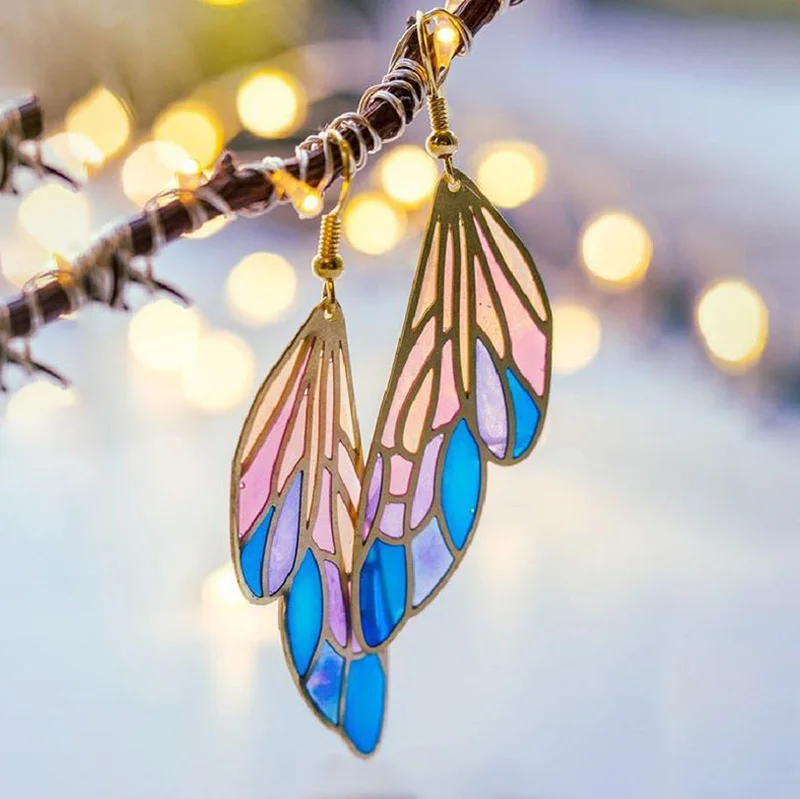 Butterfly wings patterns multicolor earring
