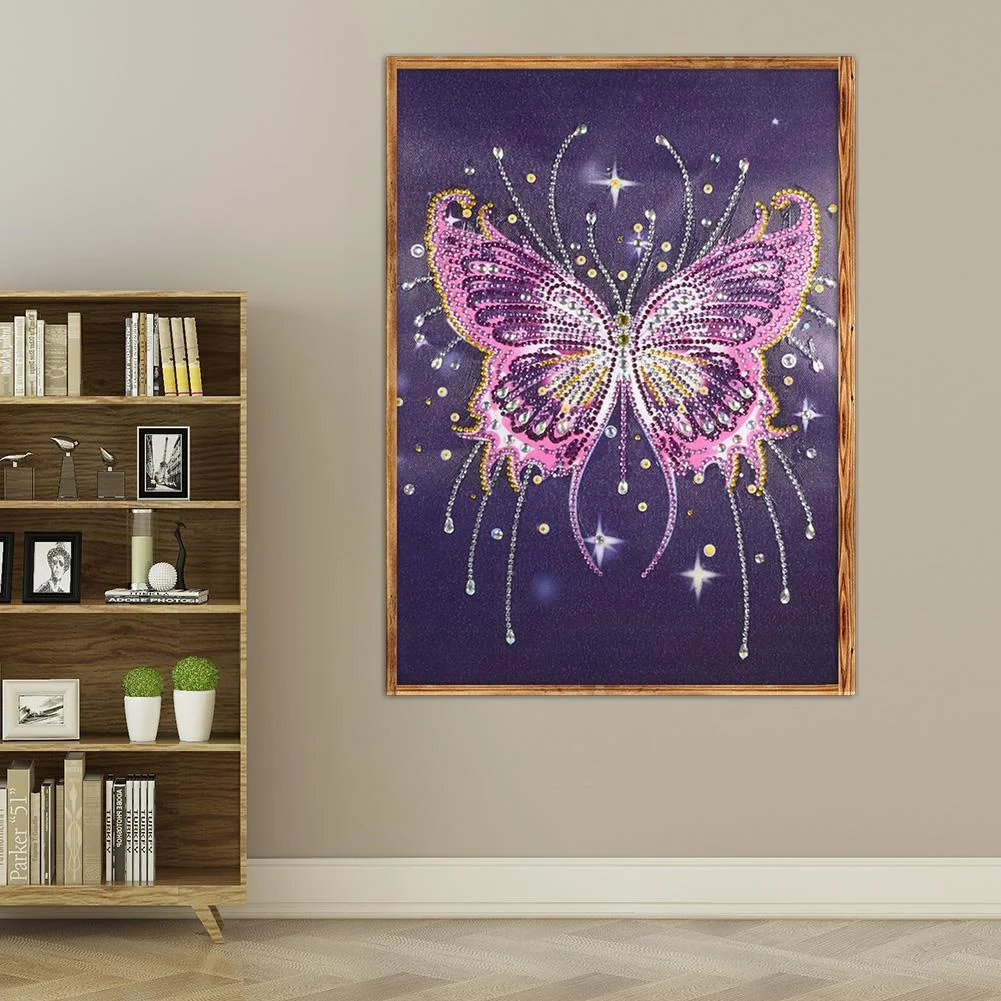 Diamond Painting - Special Shaped Drill - Purple Butterfly(30*40cm)
