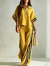 Women's Elegant Plus Size Loose Short Sleeve Shirt Top & Pants Two-Piece Suit Set