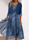 Women's Dress Set Two Piece Dress Midi Dress Blue Half Sleeve Line Sequins Fall Winter V Neck Fashion Casual Modern 2022 S M L XL 2XL 3XL