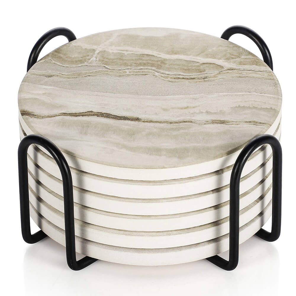 Marble Style Ceramic Drink Coasters(6 PCS)