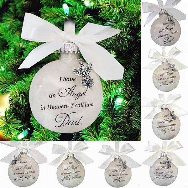 Christmas Commemorative Ornaments Feather Ball - Angel In Heaven Memorial Ornament Memory Christmas Tree Charm Hanging In Memory Of Mom Dad Son Daughter Grandma Grandpa Brother Uncle Aunt - Shop Trendy Women's Fashion | TeeYours