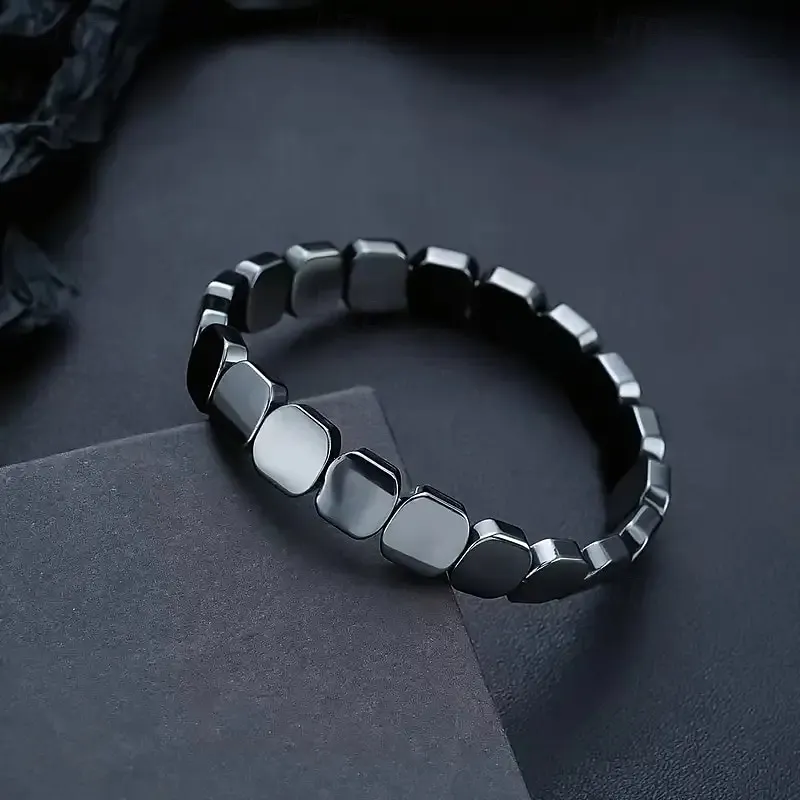 Men's Hematite Bracelet, Natural Stone Beaded Elastic with Stones, Minimalist Durable Everyday Casual Wear, for Formal Events & Casual Attire, Year-Round Elegant Beaded Bracelet, Jewelry Gift 2026 - SGD S$14.54 –P8