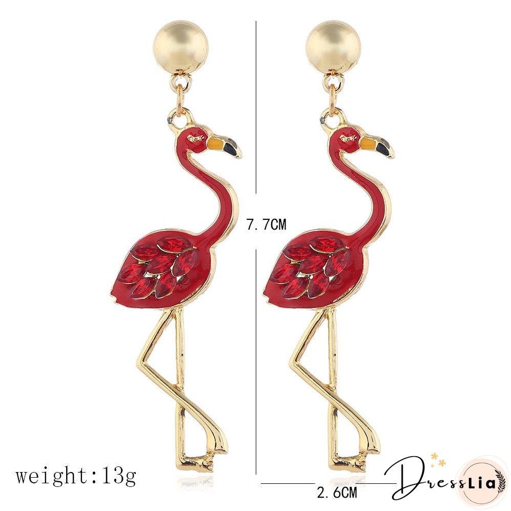 Hot new long tassel flamingo ladies Christmas earrings