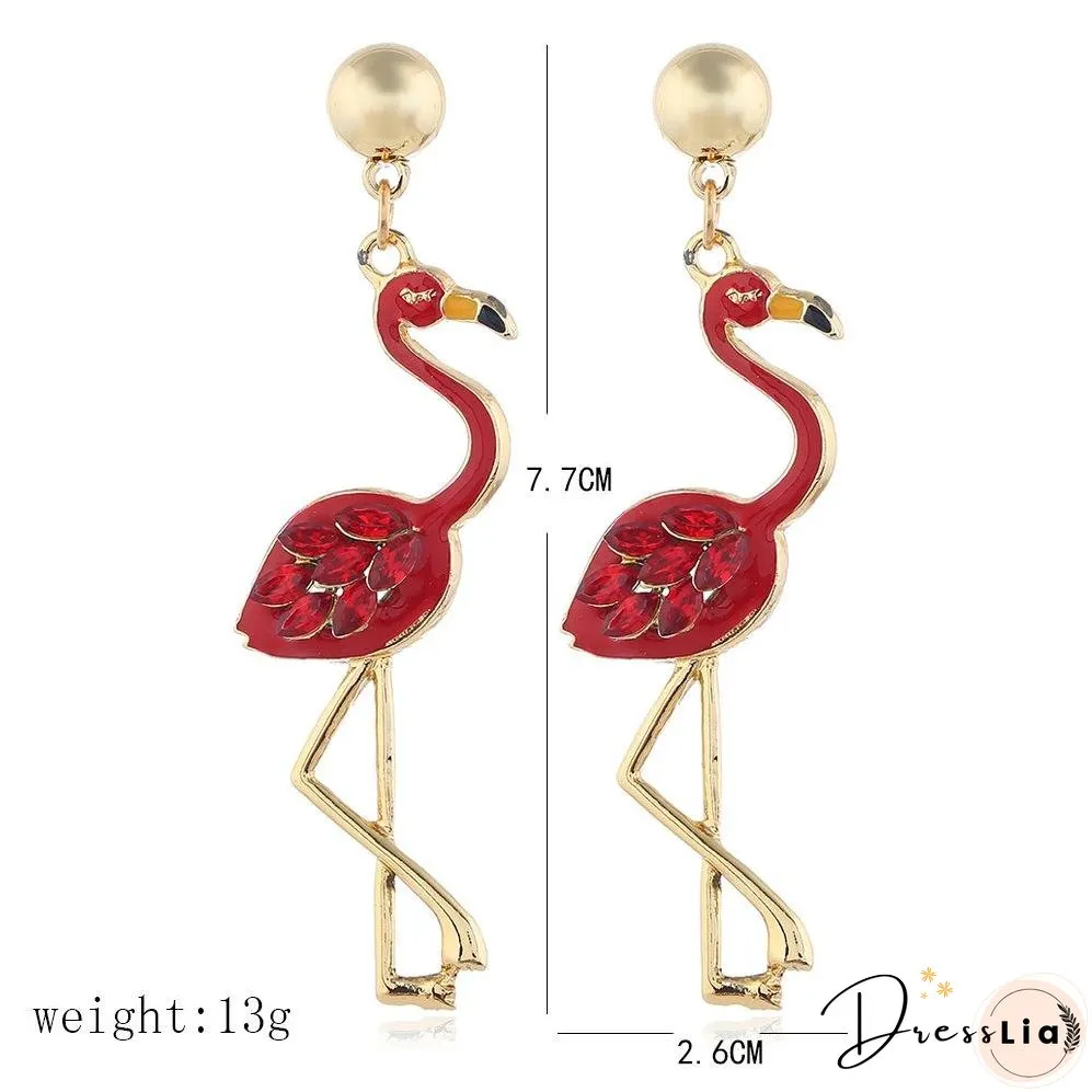 Hot new long tassel flamingo ladies Christmas earrings