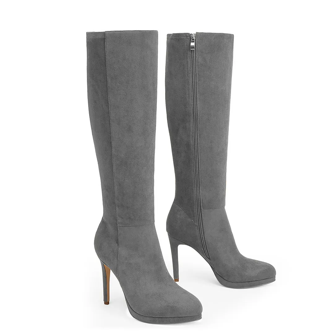 105mm/4.1 Inch Fashion Knee High Boots Platform Heel Boots -vocosishoes