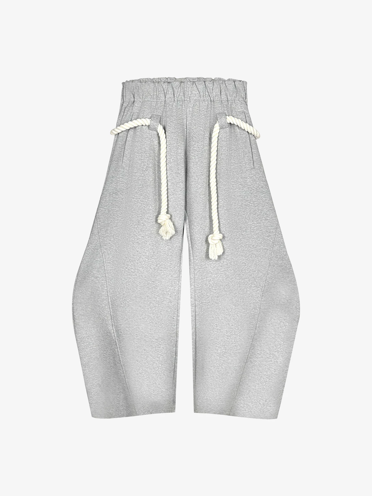 Grey Act Chic Solid Color Drawstring Wide Leg Sweatpants Front