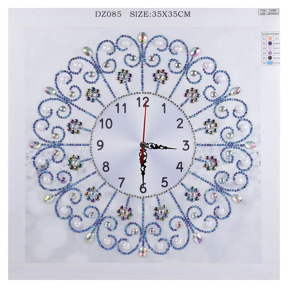 DIY Diamond Painting - Special Shaped - White Flower Wall Clock Craft Art Decor(35*35cm)