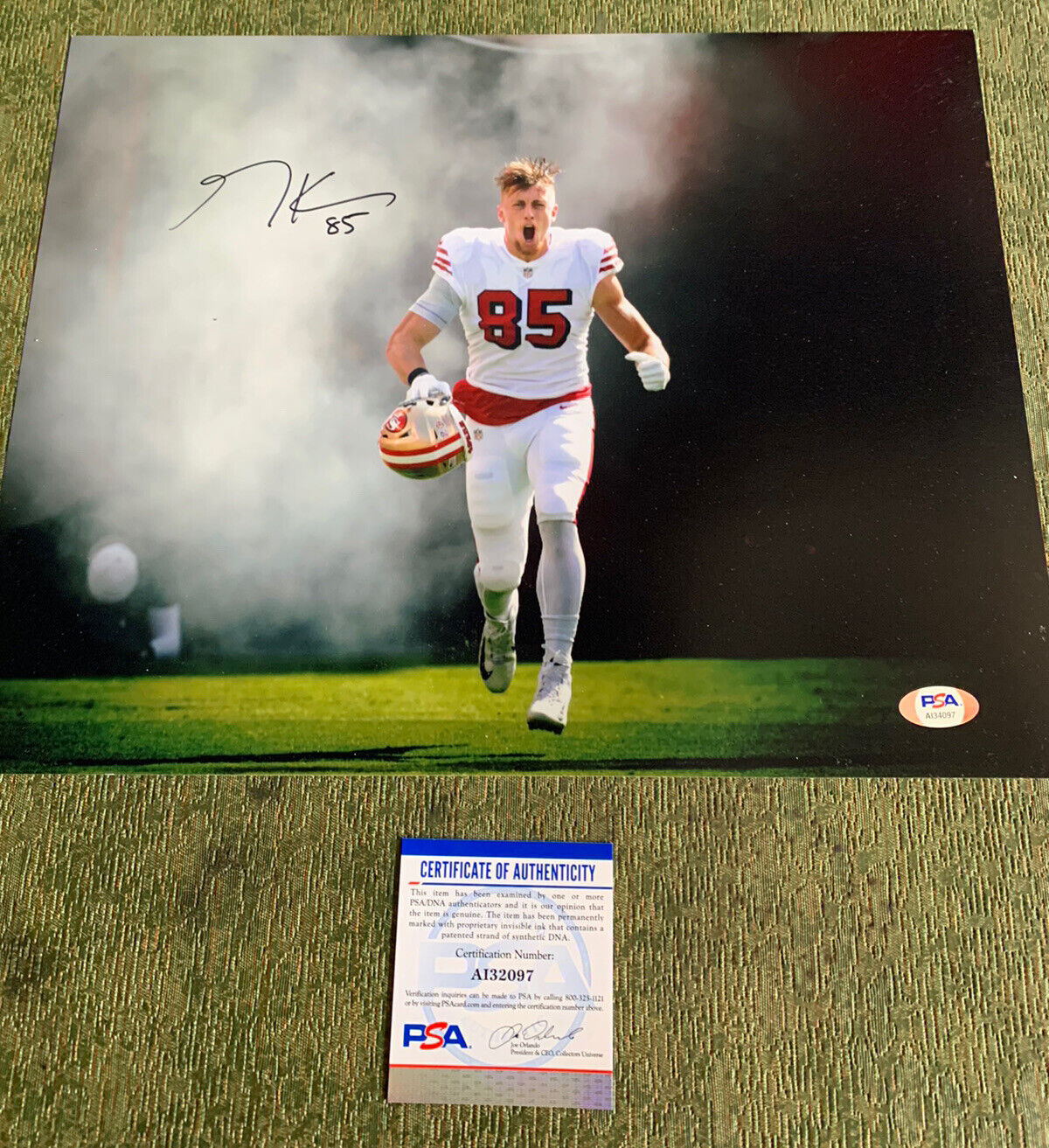 George Kittle Signed 11x14 Niners Psa Coa Full Name Graph Rare