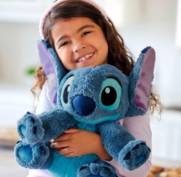 Stitch Medium Soft Toy for Kids, Cuddly Character with Fuzzy Texture and Embroidered Details, Flexible Floppy Ears