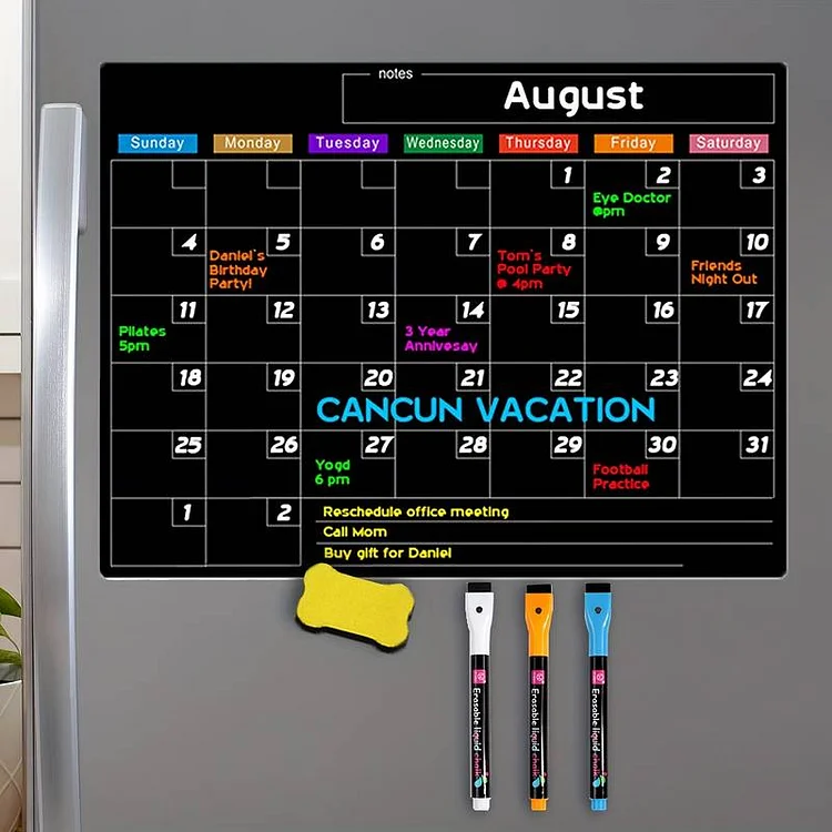 One Piece Magnetic Dry Wipe Board Calendar For Refrigerator