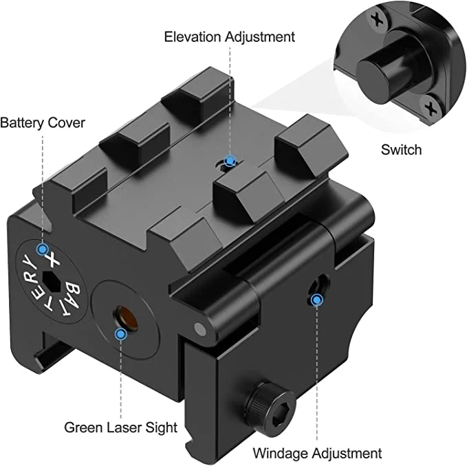 ohhunt® Red/Green Laser Sight Waterproof Military Grade Low Profile Pistol Laser Sight Rifle Laser Sight for Picatinny Rail