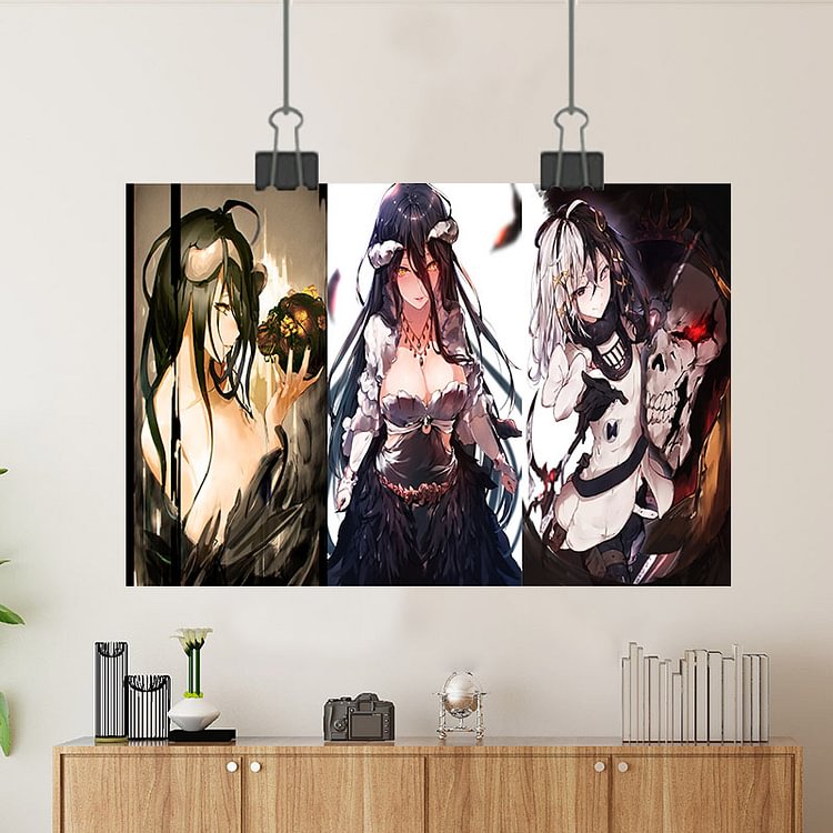 Overlord-Albedo,Zesshi Zetsumei,Ainz Ooal Gown/Custom Poster/Canvas/Scroll Painting/Magnetic Painting