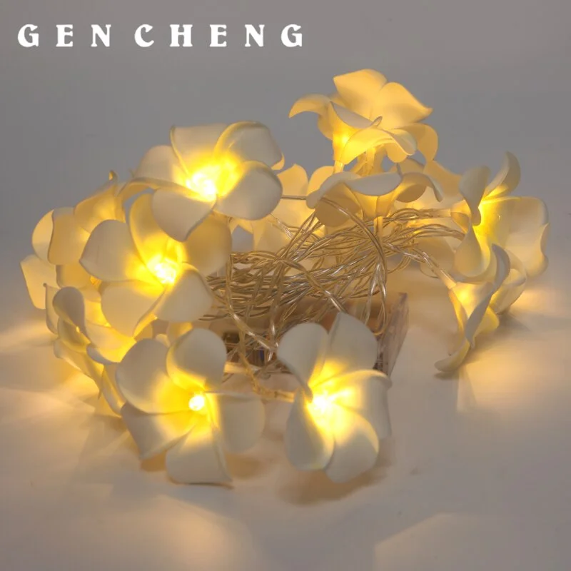 Christmas Gift Creative DIY frangipani LED String Lights, AA Battery floral holiday lighting, Event Party garland decoration,Bedroom decoration