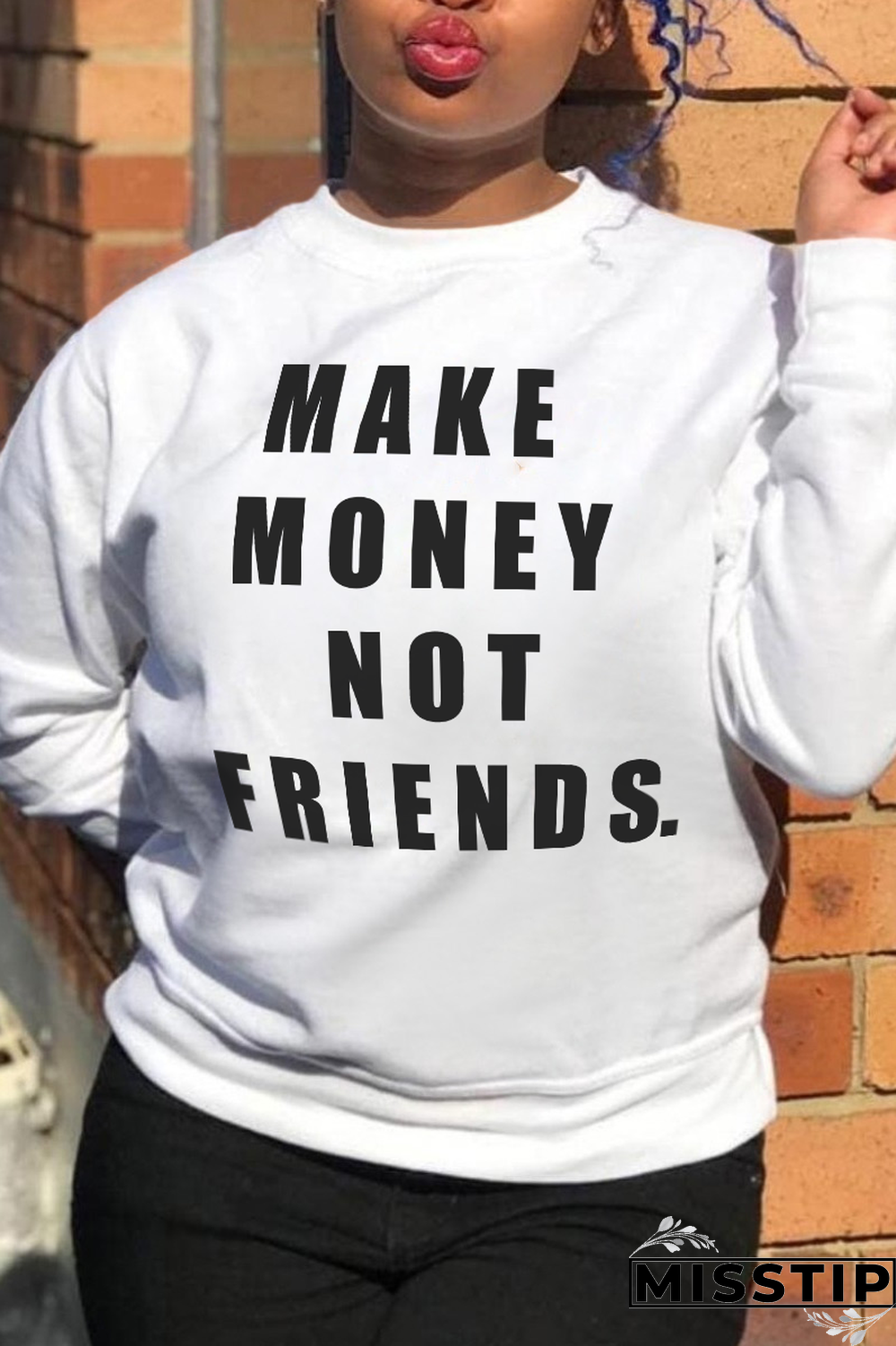 White Street Daily Print Patchwork Letter O Neck Tops
