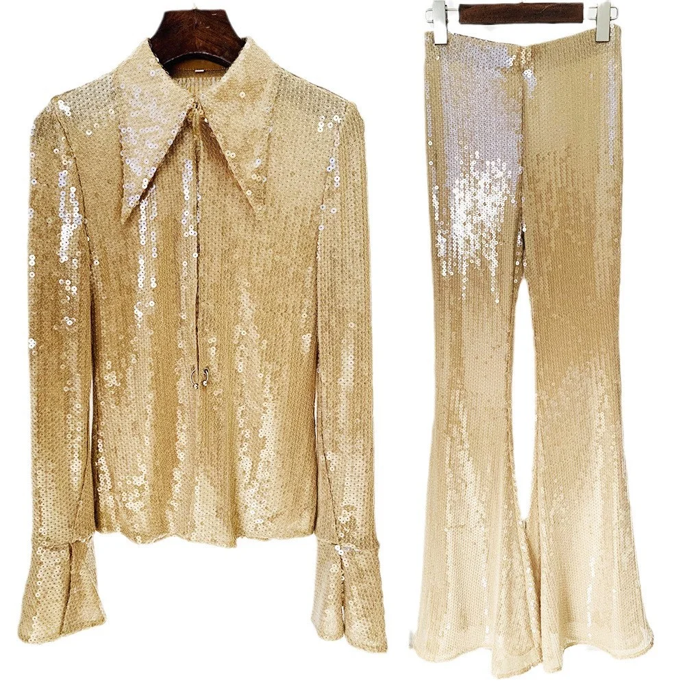 Nigikala Nigikala New Star Fashion Open Fork Horn Sleeve Transparent Sleek Mesh Mesh Tau Thorn Trousers