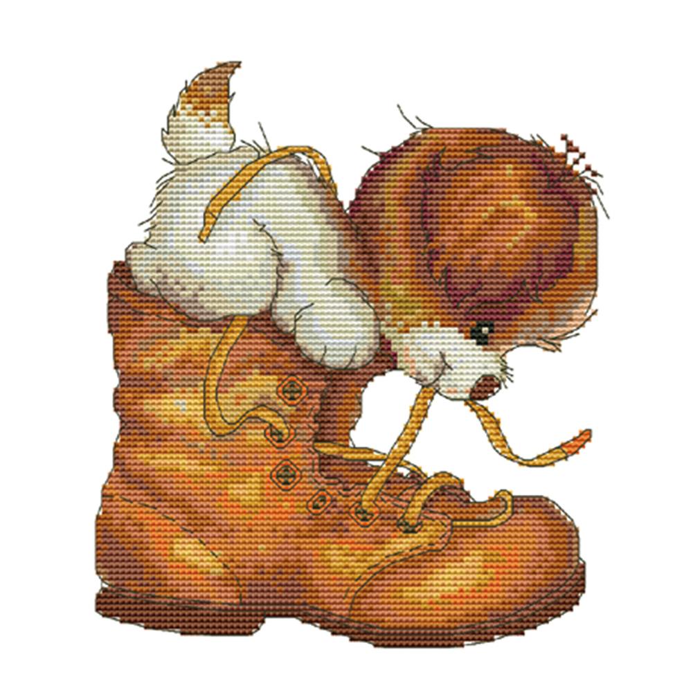 

Dog And Shoes - 11CT Stamped Cross Stitch - 27*30cm, 501 Original