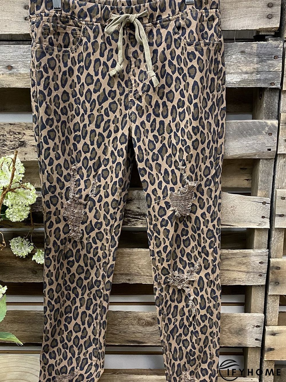 Cotton-Blend Leopard Pants | IFYHOME