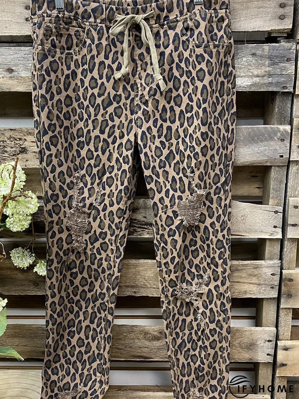 Cotton-Blend Leopard Pants | IFYHOME