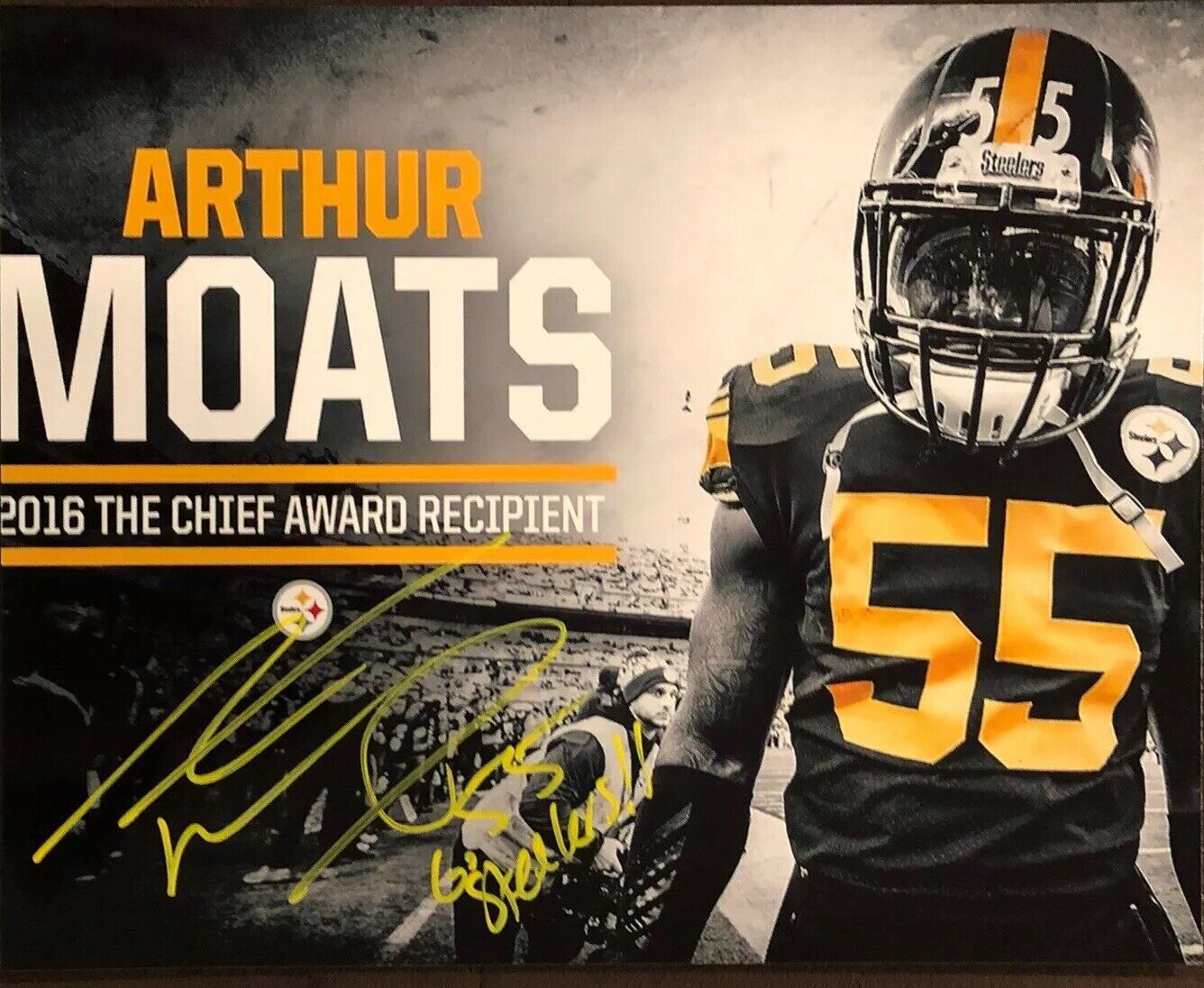 Arthur Moats PITTSBURGH STEELERS Hand Signed 8x10 Photo Poster painting AUTOGRAPH