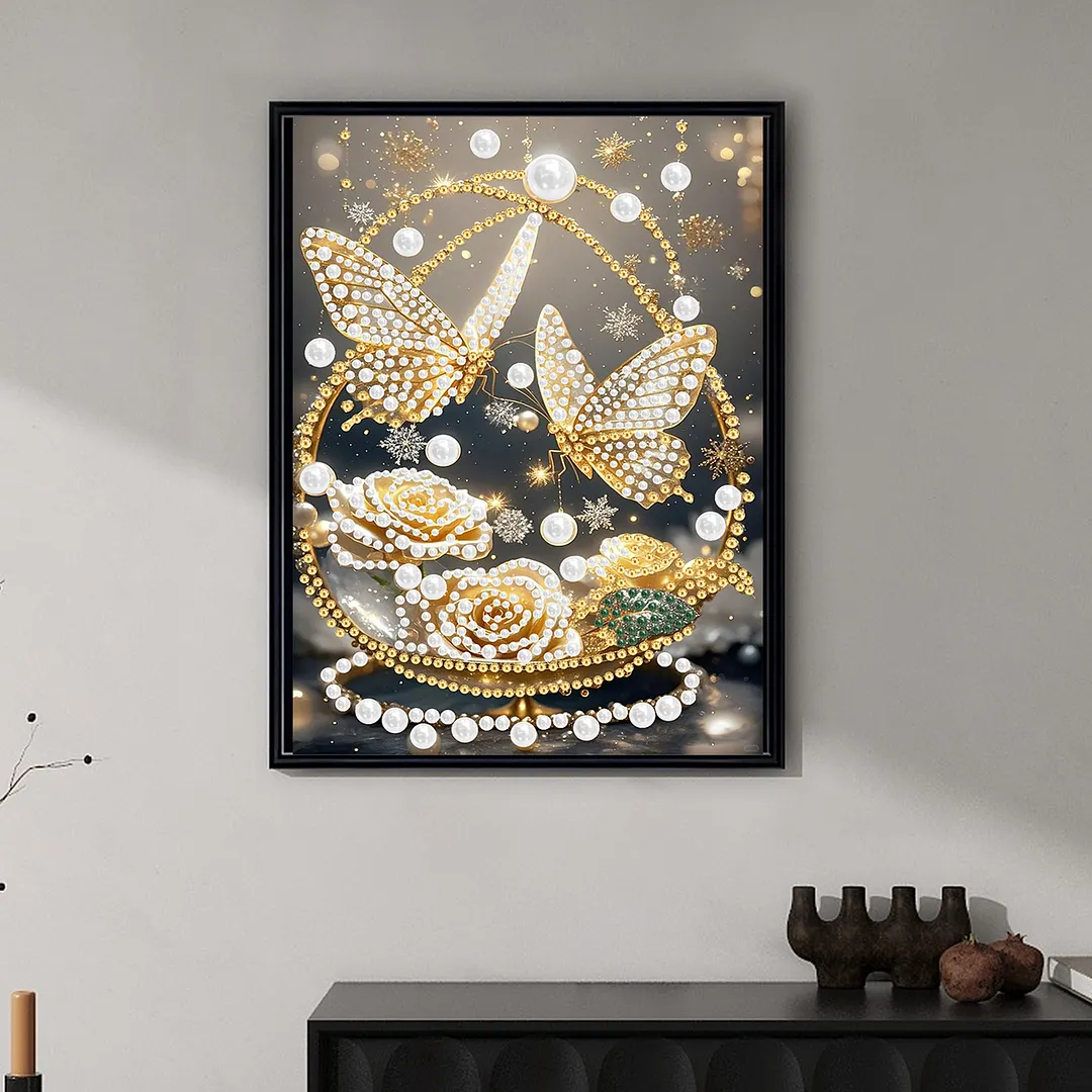Pearl Painting Kit for Adults Golden Butterfly 11.81x15.75in
