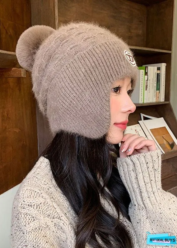 Unique Black Warm Knitted Cotton Bonnie Hat