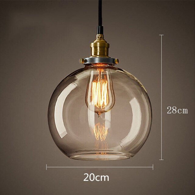 Simple American glass chandelier affordable retro industrial wind cafe bar single head restaurant lighting