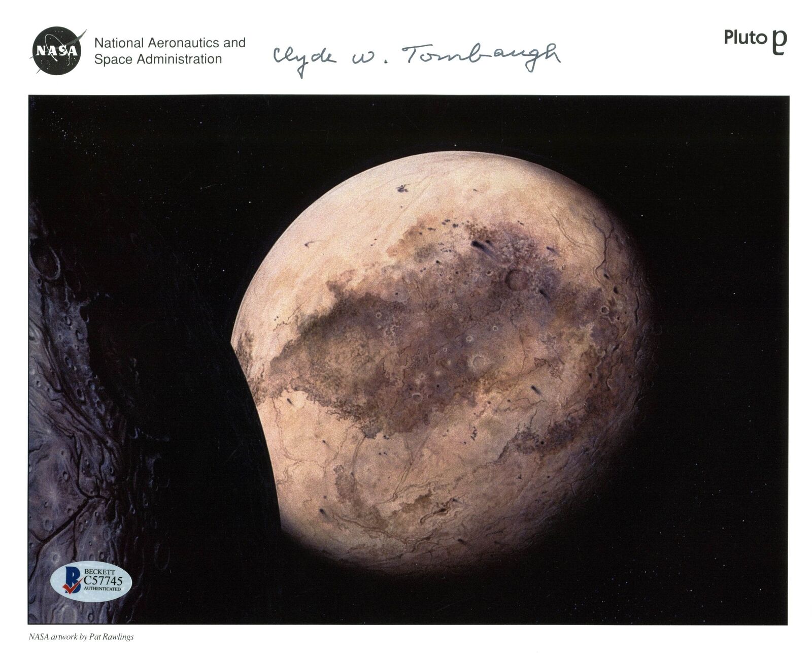 Pluto Discoverer Clyde W Tombaugh Authentic Signed NASA 8X10 Photo Poster painting BAS #C57745