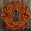 Outdoor Retro Camping Print Crew Neck Sweatshirt