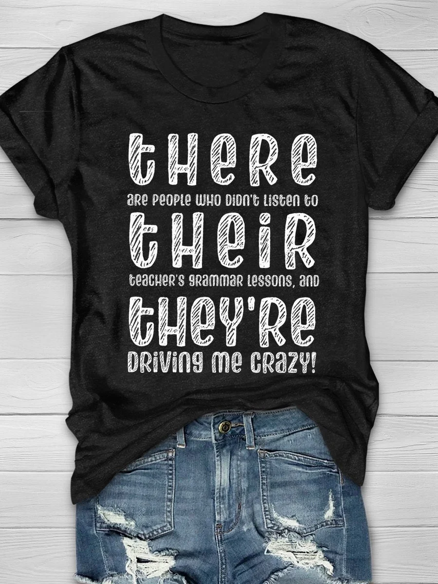 Funny English Teacher Print Short Sleeve T-shirt