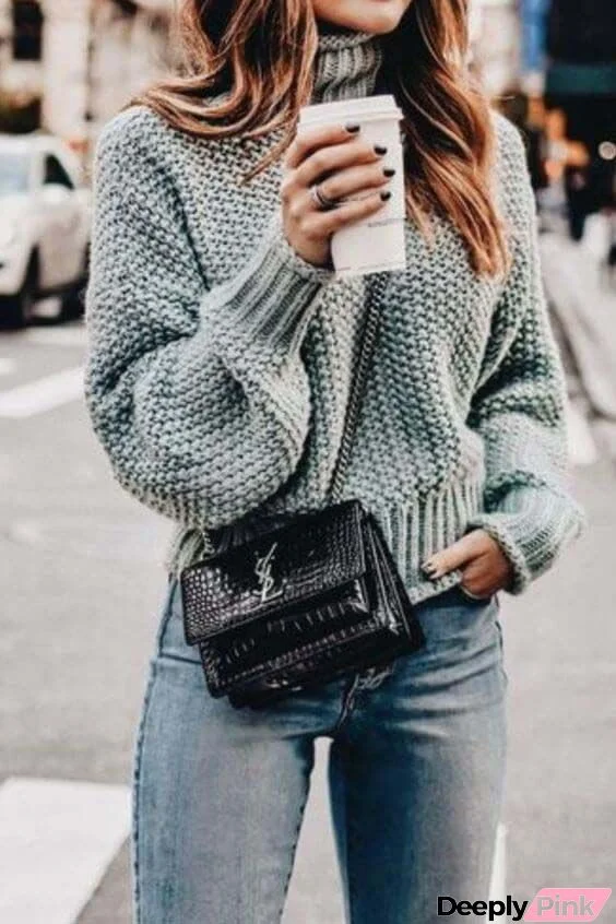 Casual easy turtlenecck sweater knitted sweater