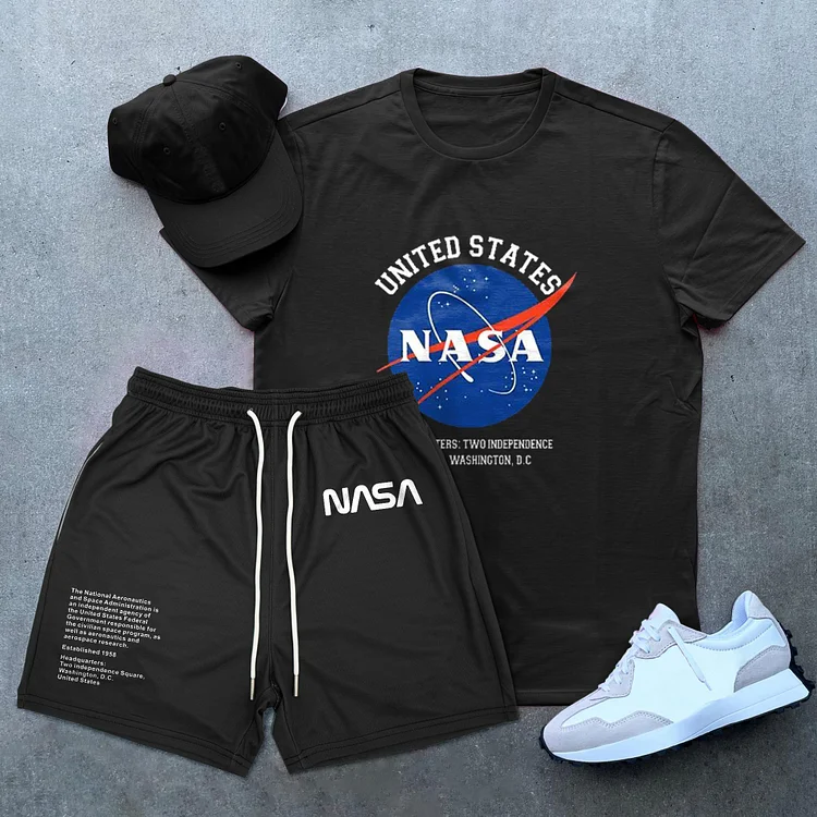 NASA print casual short-sleeved suit