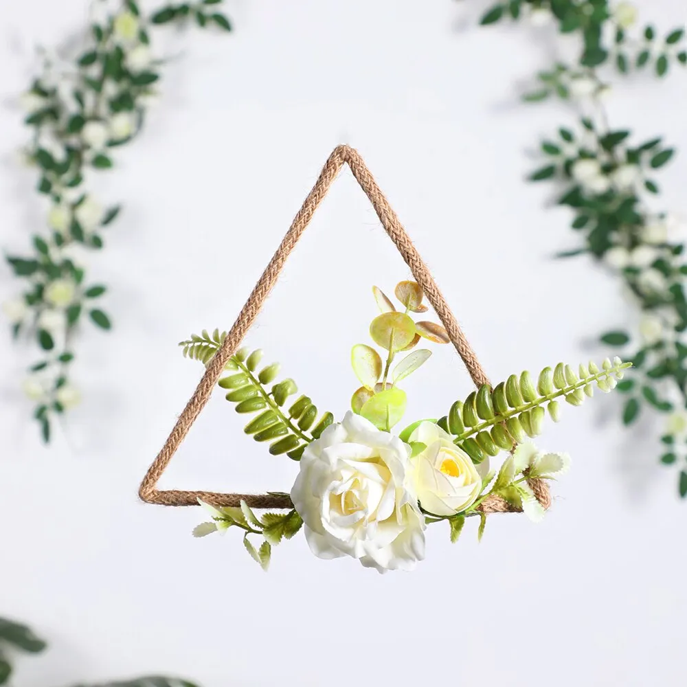 Floral Hoop Wreath On The Door Wedding Decoration Spring Wreaths Garlands Wall Hanging Christmas Farmhouse Boho Home Decor Gift