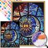 >SALE<5D DIY Full Round Drill Partial AB Diamond Painting Decoration Sun Moon 45*60cm